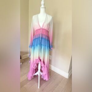 NWOT Rococo Sand Pink and Blue Ombre Maxi Dress
